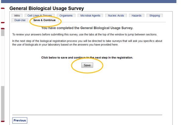 Biological Registration Screenshot