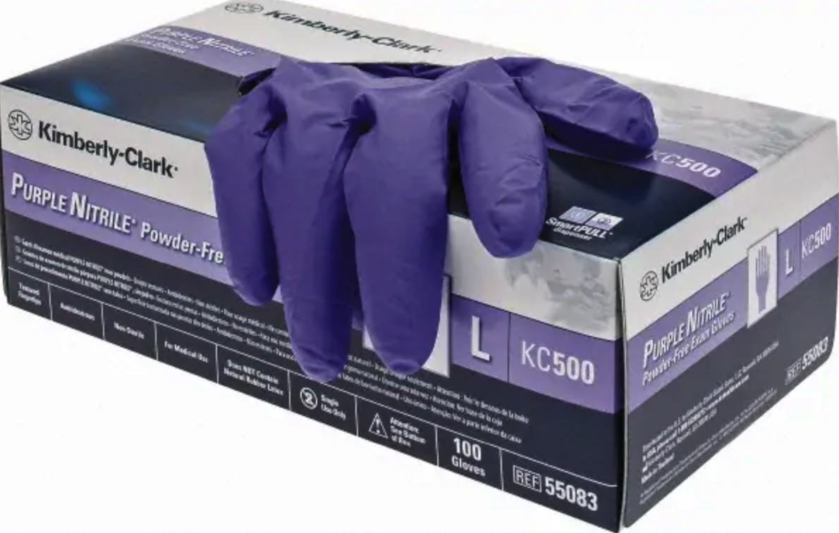 purple nitrile gloves in box