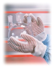 Terry cotton glove with nitrile texture grip on palm