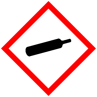 GHS compressed gas pictogram red bordered diamond with silhouette of compressed gas cylinder 