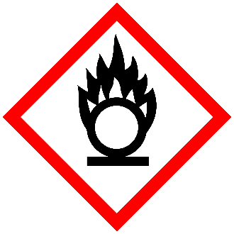 GHS oxidizer pictogram red bordered diamond with flaming letter O symbol